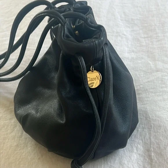 Clare V. Emma black lambskin drawstring crossbody - Picture 8 of 9